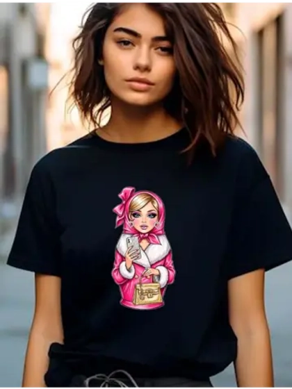 Футболка черная с матрешкой