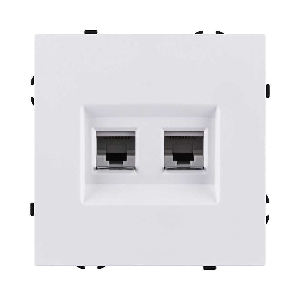 Розетка двойная Ethernet RJ45 Cat.6, белый глянцевый Kollinger Eclipse EC-018WG