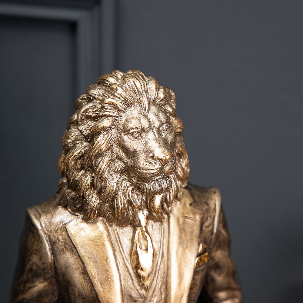 Скульптура Лев Бизнесмен Бронза