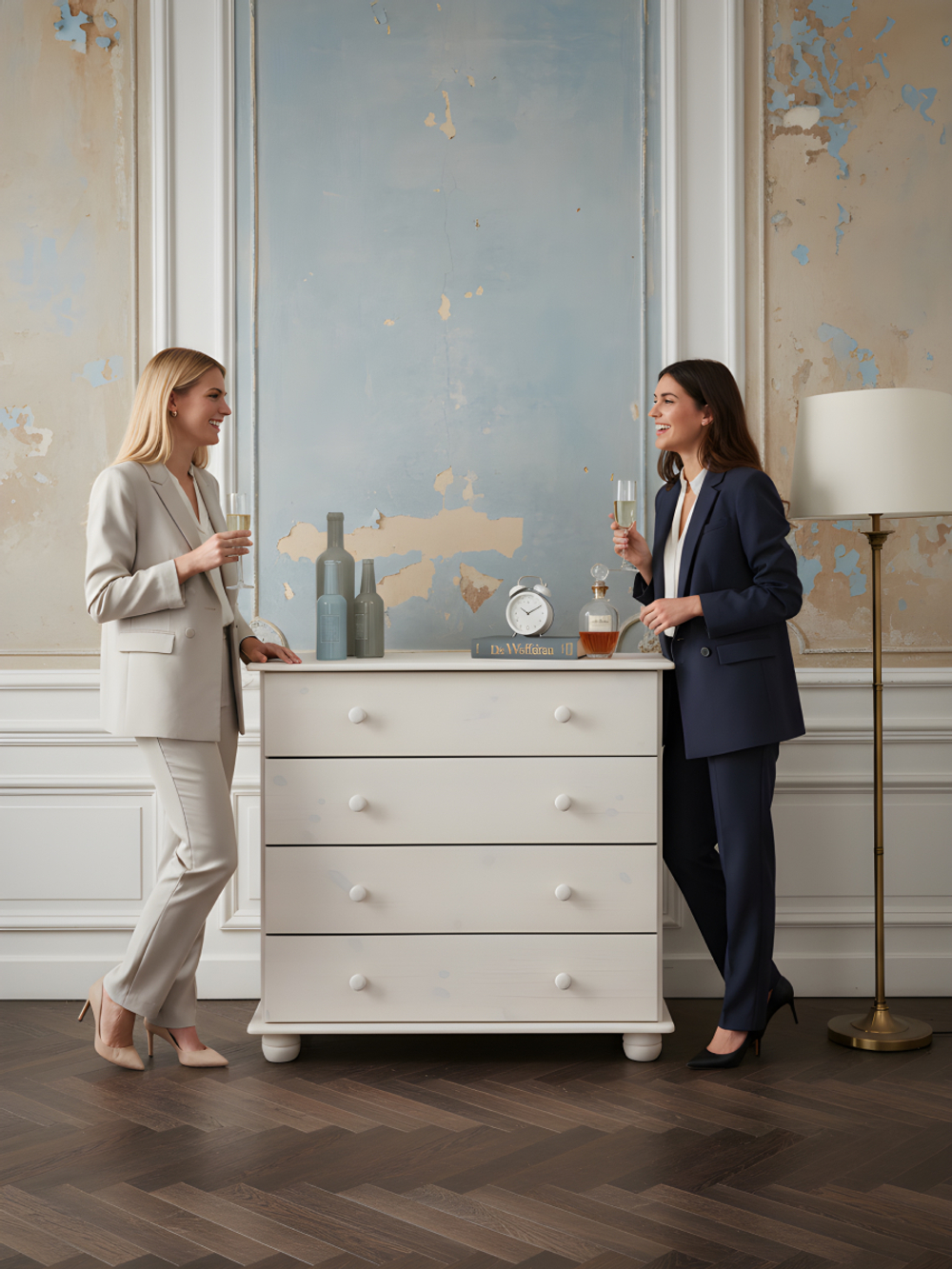 Комод Мелоди для вещей деревянный 4 ящика, белый