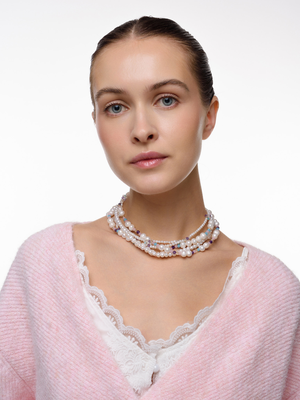 Колье многослойное "Diana" из жемчуга