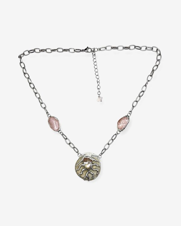Колье Reglow waves Lab Wv-Ch-1 галька жемчуг розовый кварц - фото 1