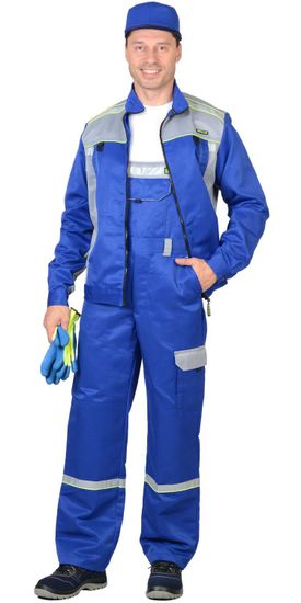 Костюм "Сириус-Практик" полукомбинезон (василек/с.серый)