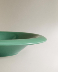 Zara Home тарелка глубокая из каменной керамики, цвет зелёный, 23 см