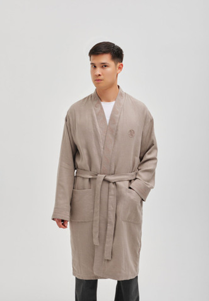 Шапан льняной длинный OYU TOLQYN DARK BEIGE