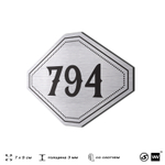 Номерок на дверь квартиры 794, для кабинета, офиса, шильдик 9 х 7 см, серебристый, Айдентика Технолоджи