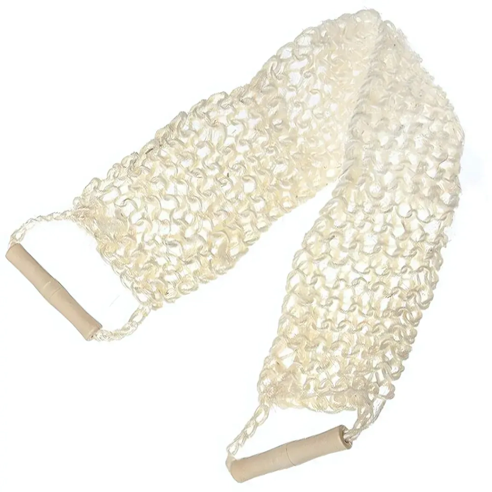 Мочалка для тела скрабирующая «Ultramarine - Удовольствие, с деревянными ручками, крупная вязка, сизаль, 50*10см