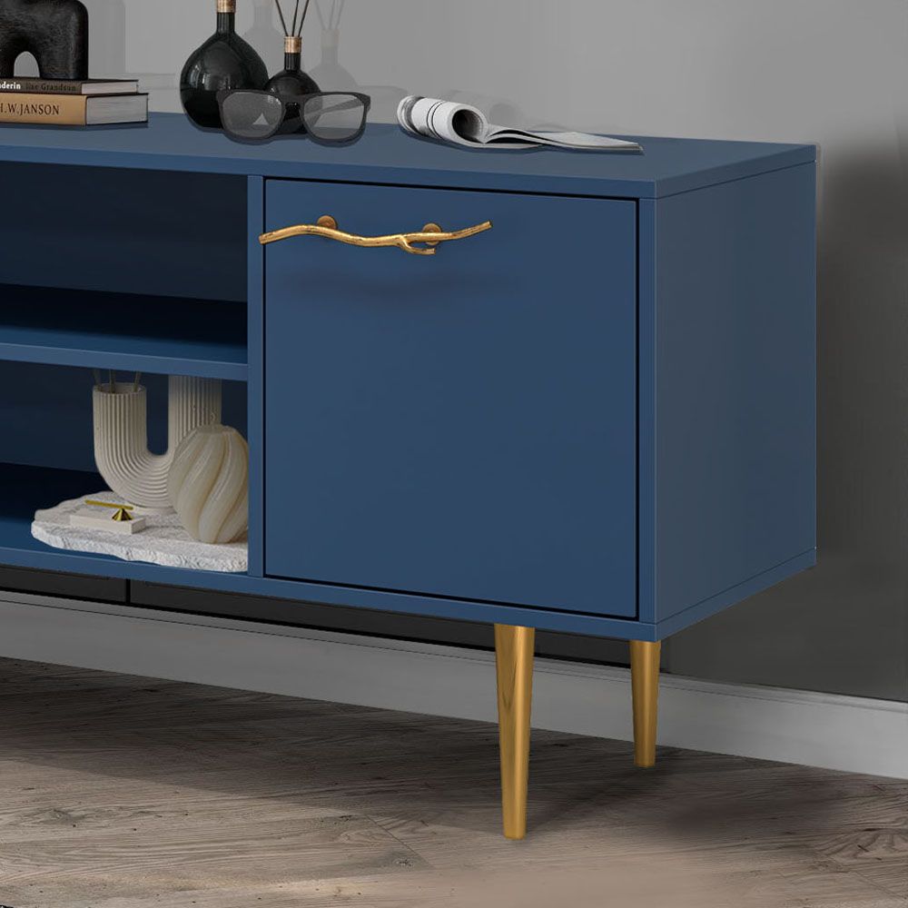 Тумба под ТВ Арт Колор matte 117см Стайл Голд Королевский синий матовый