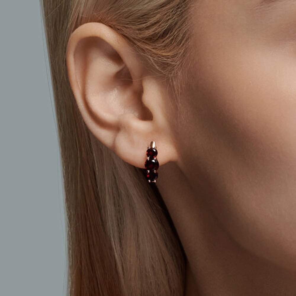 Серьги из золота 585 пробы с Гранатом