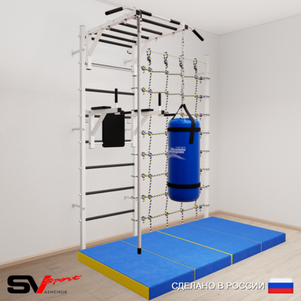 Шведская стенка Sv Sport 54050 (Турник рукоход/Брусья/Канат/Цепь/Мешок 15кг/Мат 2м/Канатный лаз)