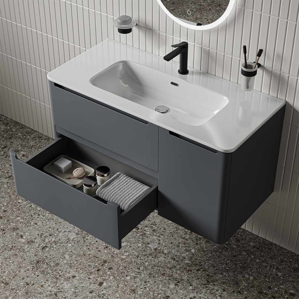 Тумба с умывальником IDDIS Edifice, подвесная, 100 см, темно-серый, EDI10D0i95K