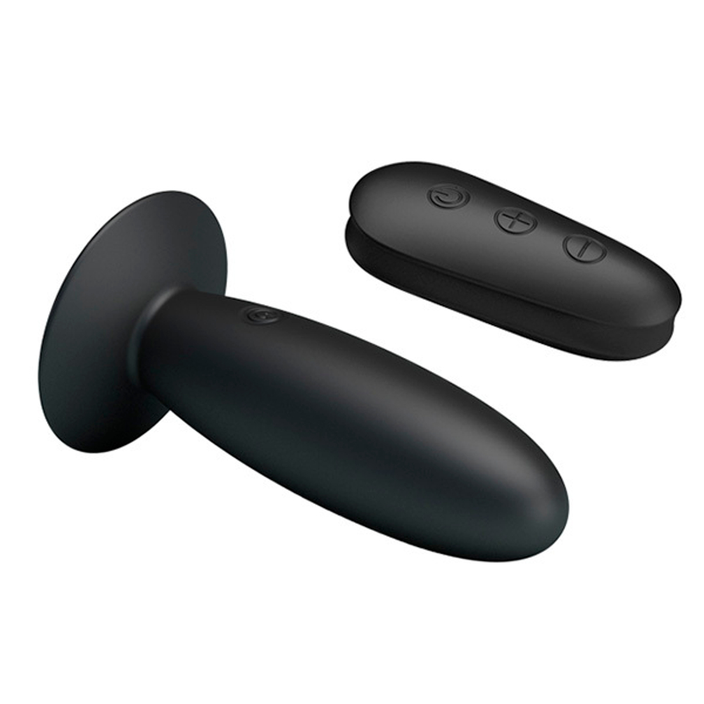 Черный анальный вибростимулятор 11см с пультом ДУ Mr.Play Remote Control Vibrating Plug BI-040045W-MR