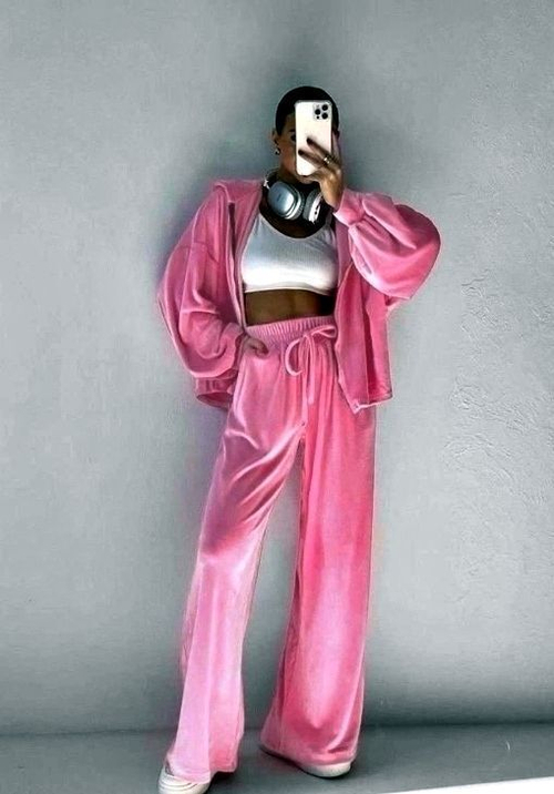 Костюм двойка, бамбук велюр, цвет розовый