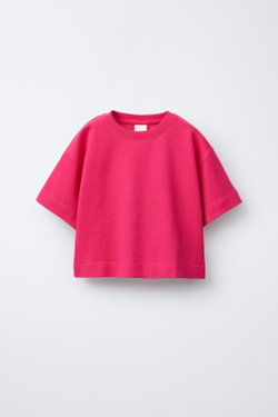 ZARA ОДНОТОННАЯ ФУТБОЛКА HEAVY WEIGHT, ЦВЕТ ФУКСИИ