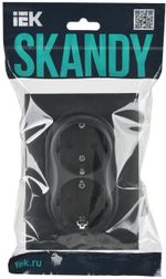 SKANDY Розетка 2-местная с заземлением без защитных шторок 16А в сборе SK-R08T титан IEK