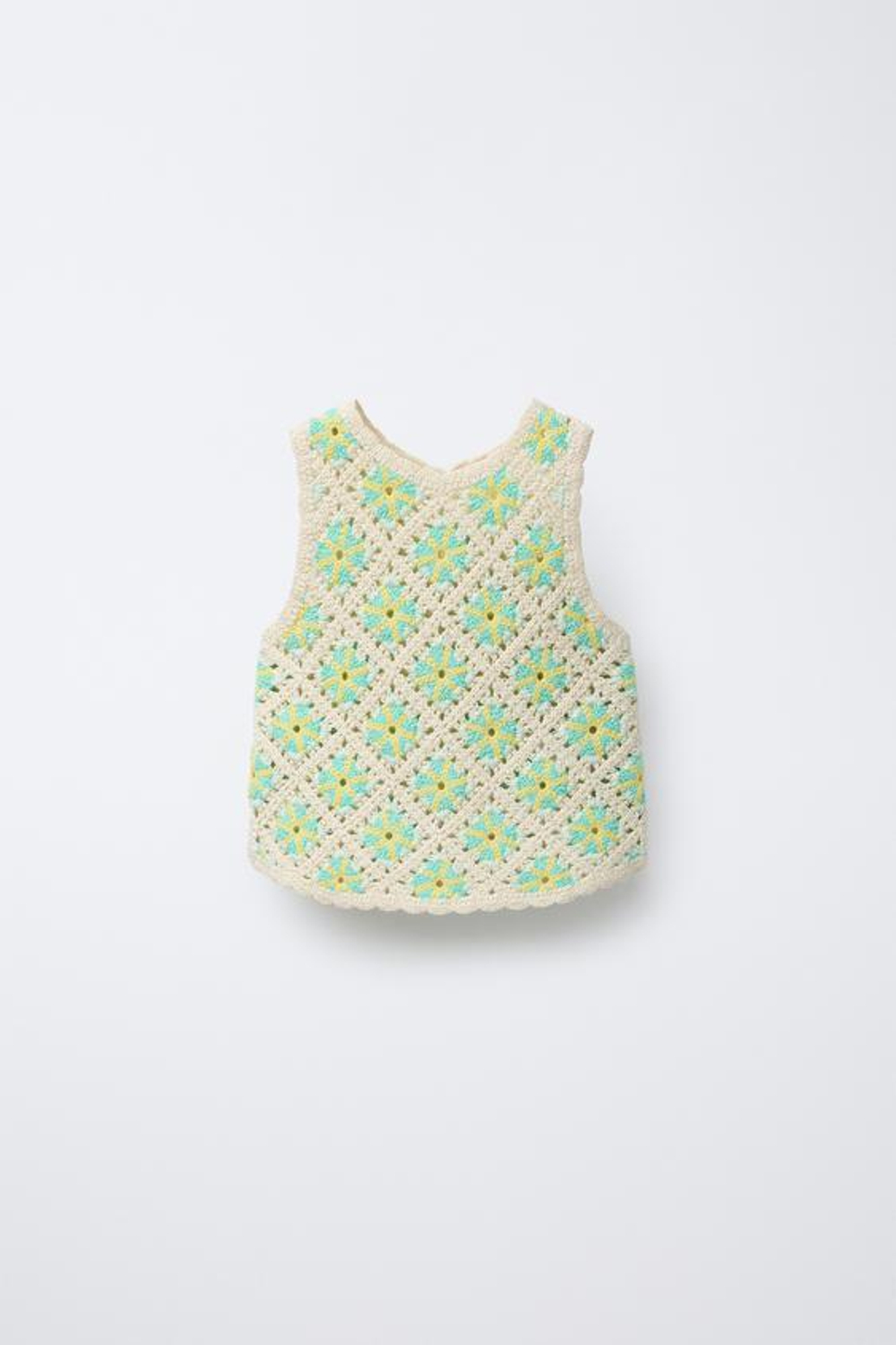 ZARA ТОП ИЗ КРУЖЕВА КРОШЕ, ЭКРЮ