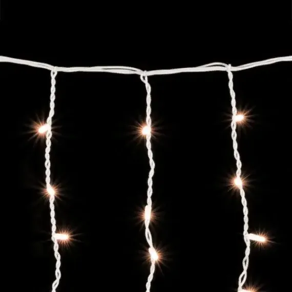 Светодиодная бахрома с колпачком 3,2*0,9 м., 168 экстра теплых белых LED ламп, мерцание, каучуковый белый провод, LTC (LL168BLW-8-2EWW)