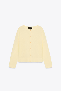 ZARA ОДНОТОННЫЙ КАРДИГАН, СВЕТЛО-ЖЕЛТЫЙ