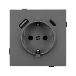 Механизм розетки с USB зарядкой SCT-TENDO-MUAC-SFPL-GR (230V, 16A) (Arlight, -) 054609