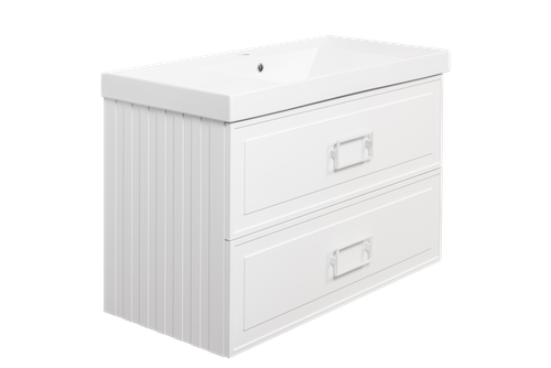 Тумба с раковиной La Fenice Cubo Bianca Twin 100 см FNC-01-CUB-B-100-2 белая матовая