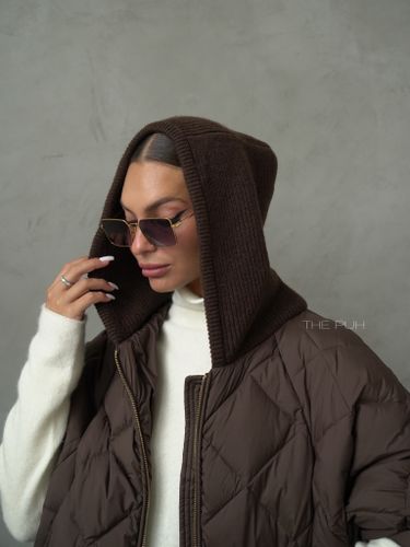 Шоколадный жилет с трикотажным капюшоном