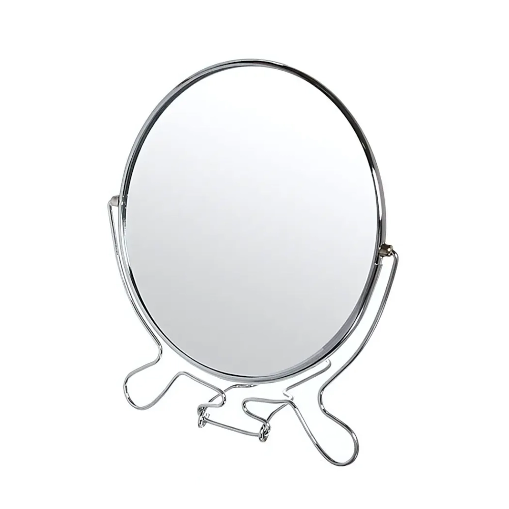 Зеркало настольное в металлической оправе «Модерн» круглое двухстороннее d19см.