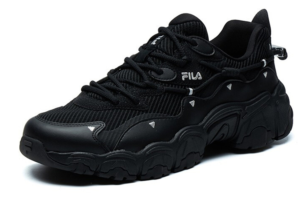 FILA Fila cat's Claw 2.0 fabric synthetic leather comfortable and versatile shock absorption, non-slip, wear-resistant, breathable, low-cut daddy shoes men's black