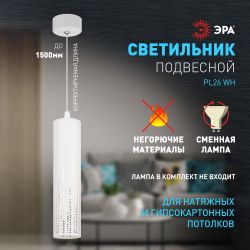 Светильник подвесной (подвес) ЭРА PL26 WH MR16 GU10 потолочный цилиндр белый