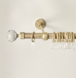 Карниз кованый для штор "Шар с огранкой" d20 мм однорядный, цвет ваниль золото