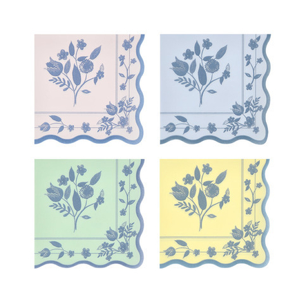 Салфетки пастельные маленькие "Винтаж с растительным орнаментом" 8 шт. (12,7 x 12,7 см)