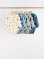 Боди с длинным рукавом для малышей Next N27-278, 5 шт., Молочный, Серый, Синий