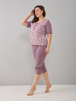 Пижама с бриджами КД-063/кофементол-листочки