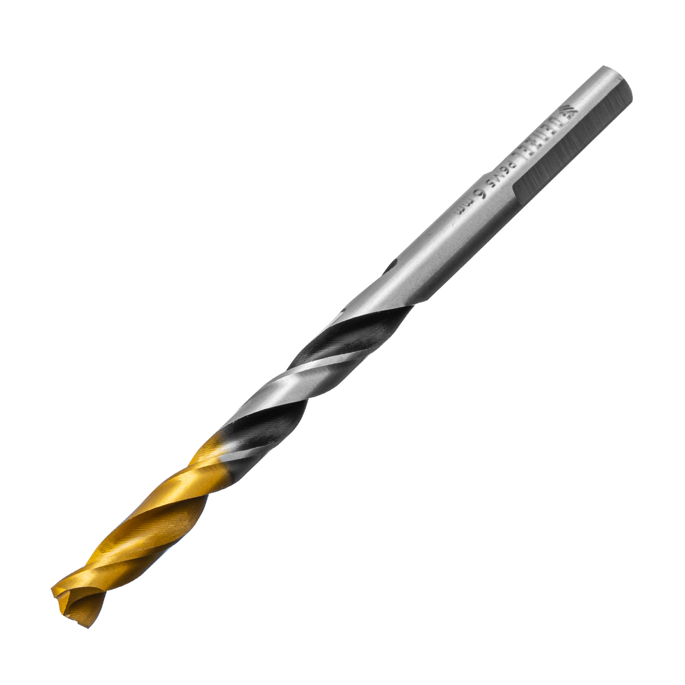 Сверло спиральное по металлу 6 x 93мм, Р6М5, Golden Tip, многогранная заточка Denzel