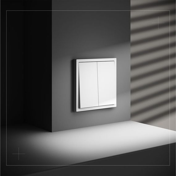 Проходной переключатель встраиваемый Voltum S70 двухклавишный 10А, (белый матовый) VLS020302