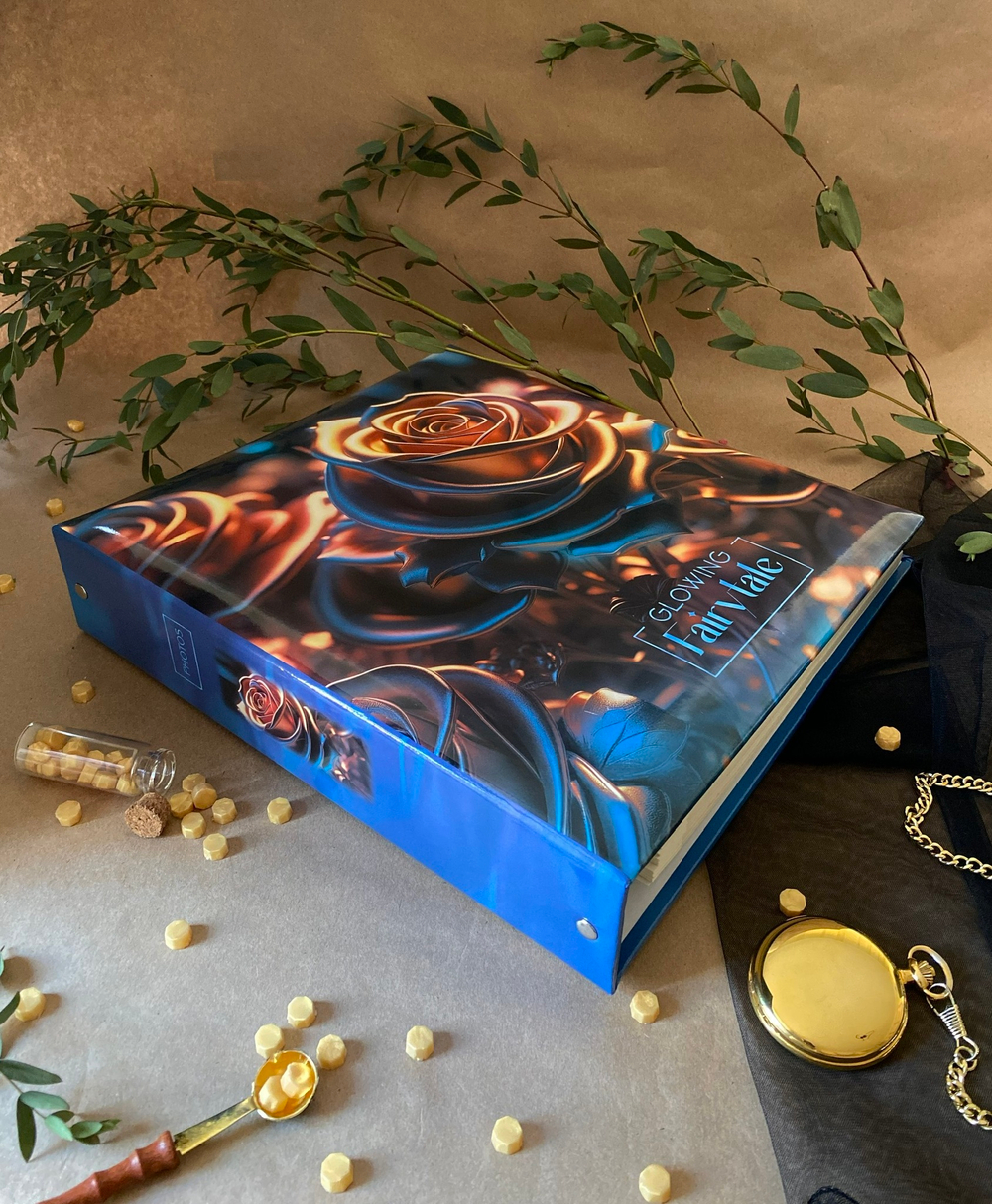 Фотоальбом на 50 магнитных листов 23х28 см, кольца liquid metal flowers 2