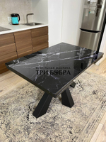 Кухонный раздвижной стол "Спайдер", чёрный мрамор