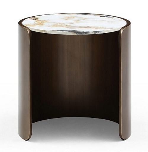 Стол журнальный ET3095CL (D45) белая керамика /бронзовый