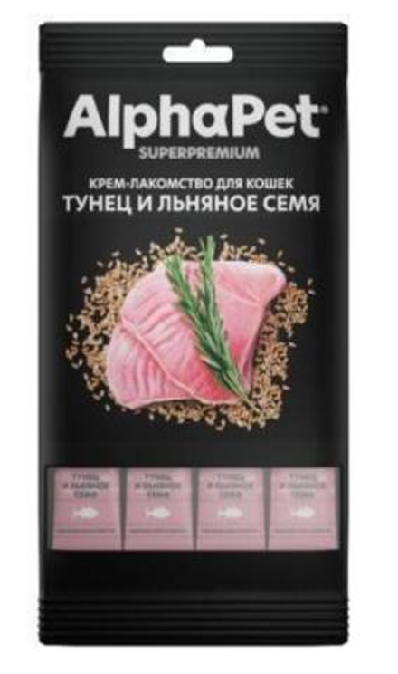 AlphaPet Superpremium 0,048кг крем-лакомство тунец льняное семя для кошек