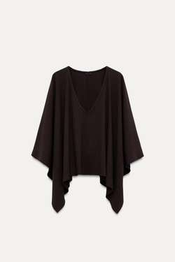 ZARA НАКИДКА АСИММЕТРИЧНОГО КРОЯ В РУБЧИК, БАКЛАЖАНОВЫЙ