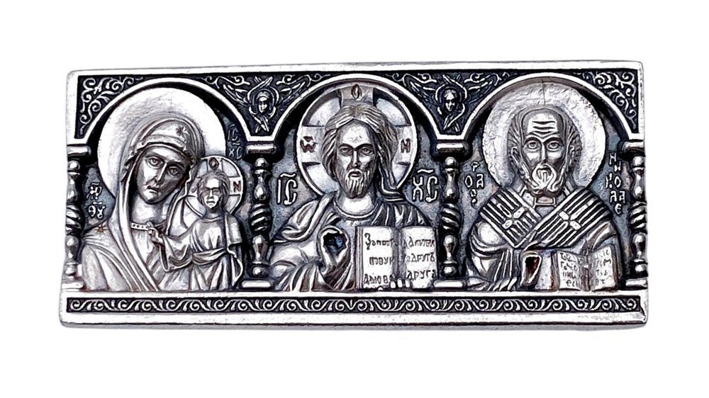 Иконка автомобильная/Чернение/Казанская/Иисус Христос/Николай Чудотворец