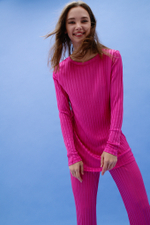 Костюм из вискозы в рубчик