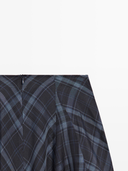 Massimo Dutti Струящаяся юбка-годе с клетчатым принтом, синий
