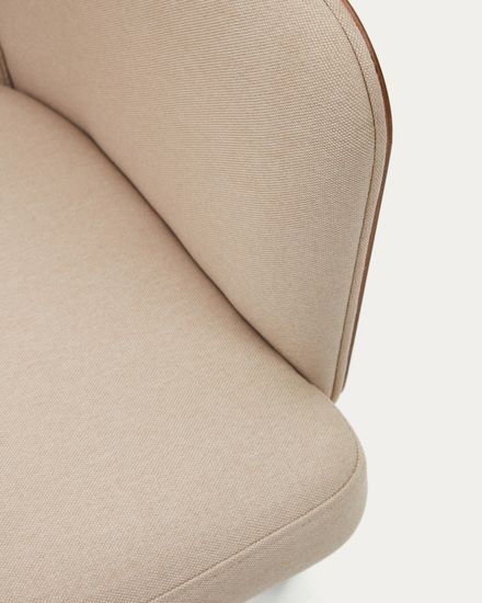 Madai Офисный стул из бежевой синели и ясеневого шпона с натуральной отделкой