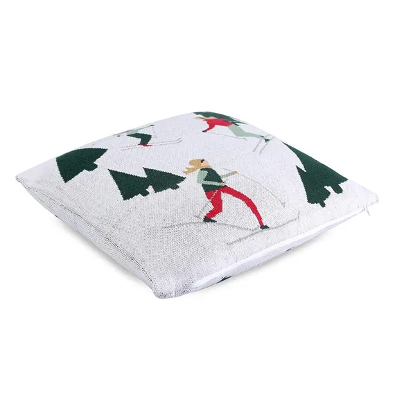 Подушка вязаная с новогодним рисунком let's ski из коллекции new year essential, 45x45 см