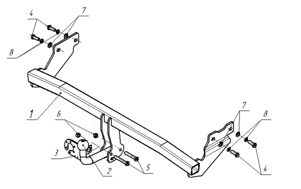 Фаркоп для Kia Picanto хетчбек 3/5 дверей 2003-2011 условно-съемное крепление шара, KI 20