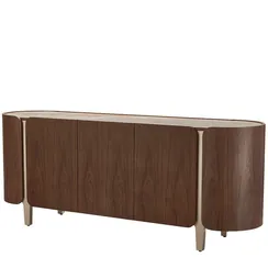 Комод Shelf 200х80 см, шпон ореха, белая керамика