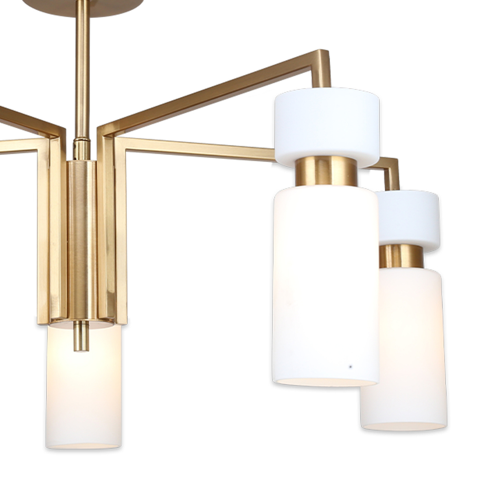 Люстра на штанге 5x40Вт E14, металл/стекло, бронза, белый плафон