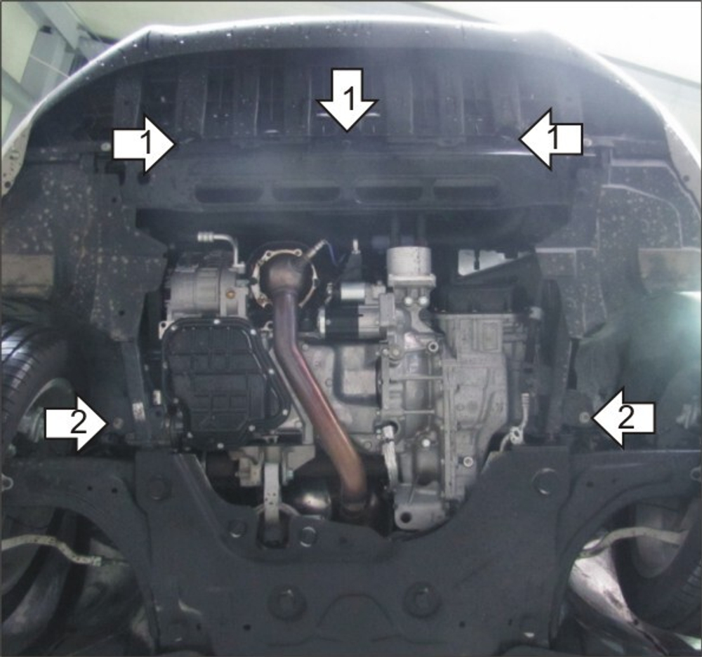 Усиленная защита Motodor картера двигателя, кпп. 2 мм, сталь. для Renault Latitude 2011-2018 арт.01724