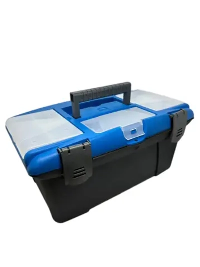 Ящик для инструментов пластиковый с ударопрочными замками 16 дюймов, 410*220*180 мм, с органайзерами и съемным лотком