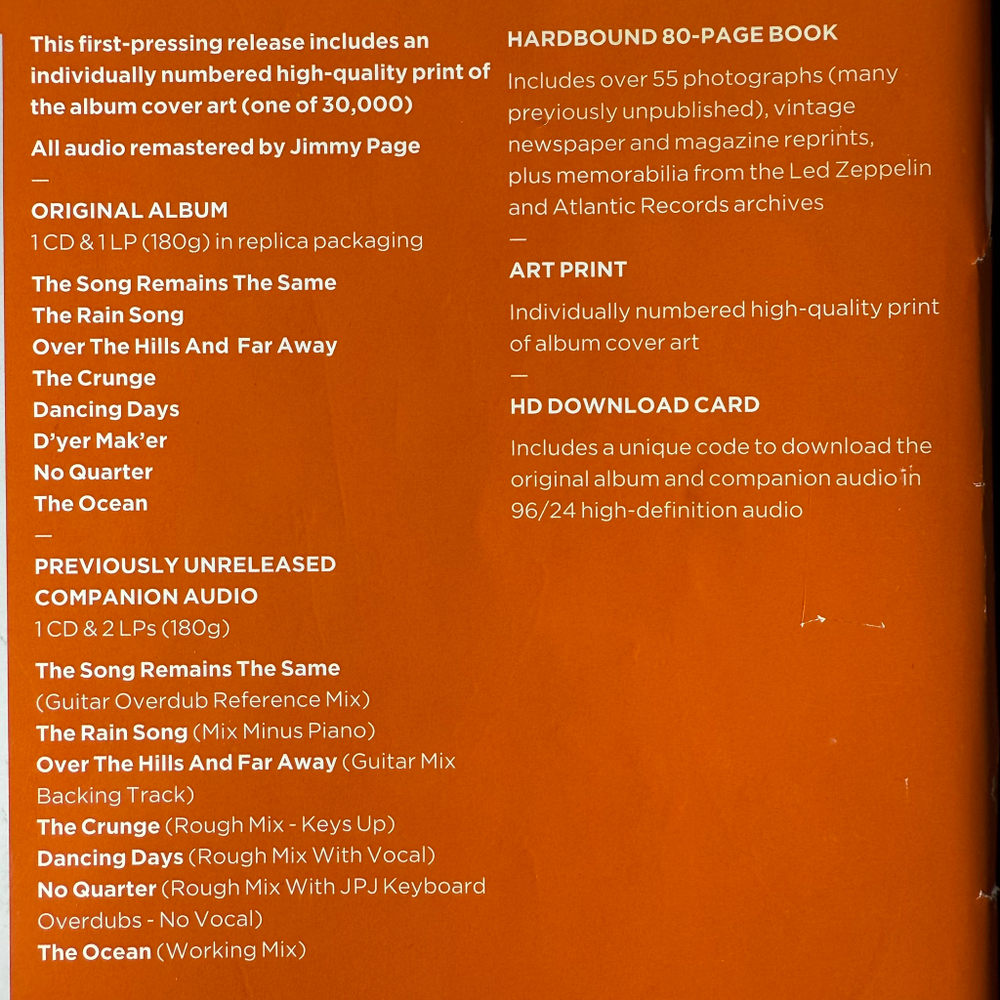 Led Zeppelin ‎– Houses Of The Holy 2LP+2CD Box (Европа 2014г.)